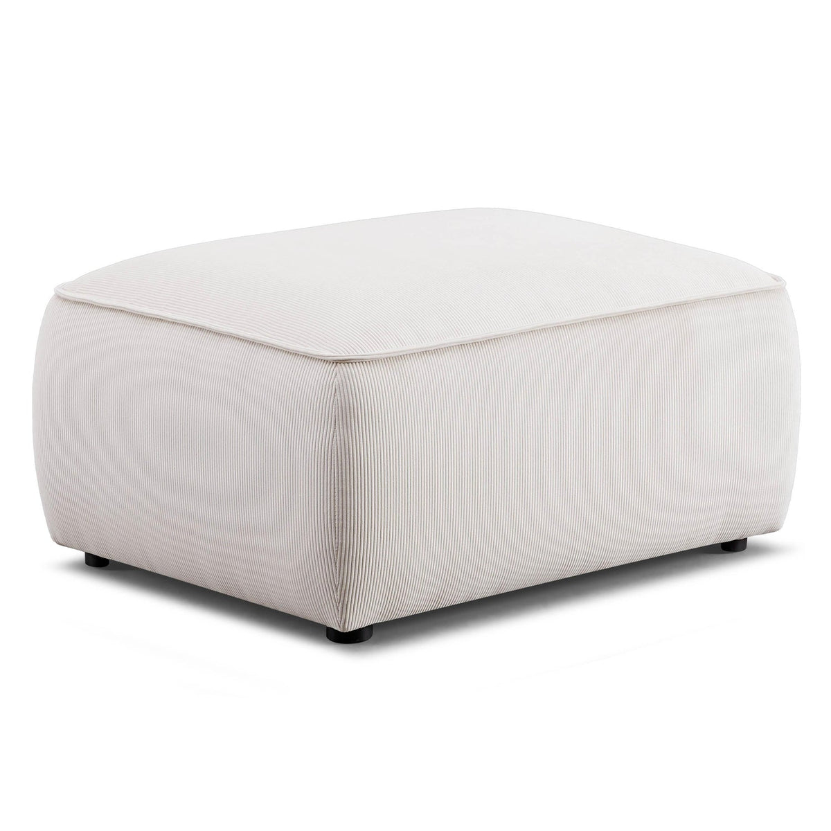 TOV Furniture Travie Performance Corduroy Velvet Ottoman in white sand corduroy velvet, primary product view