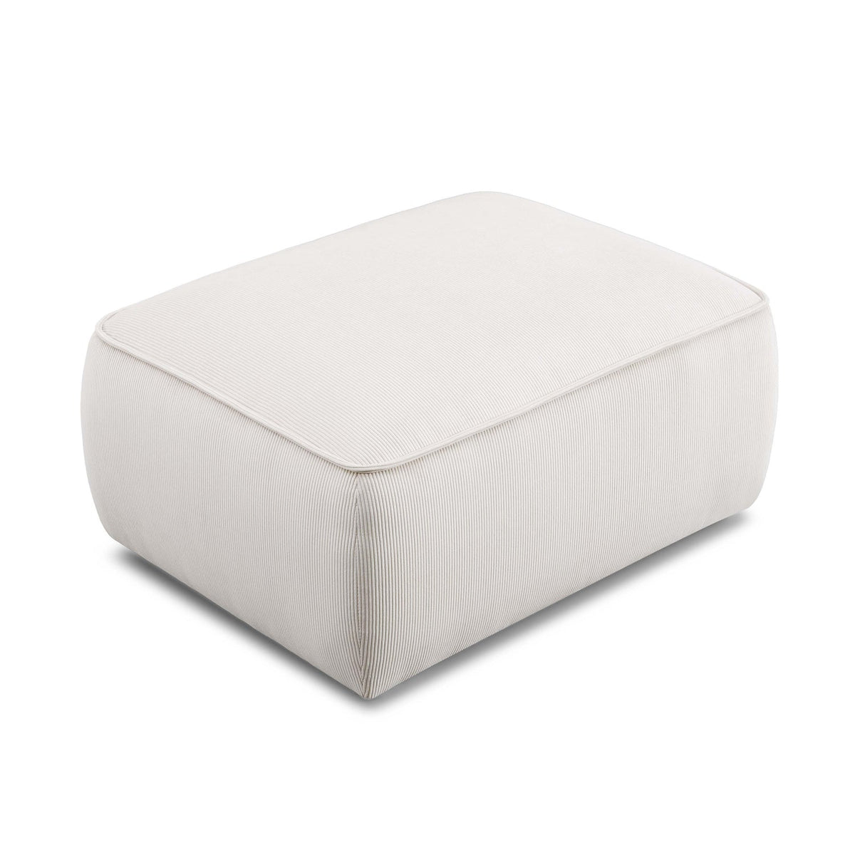 TOV Furniture Travie White Sand Performance Corduroy Velvet Ottoman