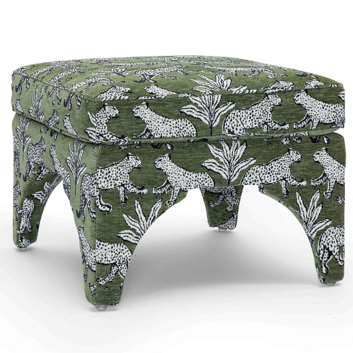 TOV Furniture Raji Leopard Jacquard Ottoman | Paynes Gray