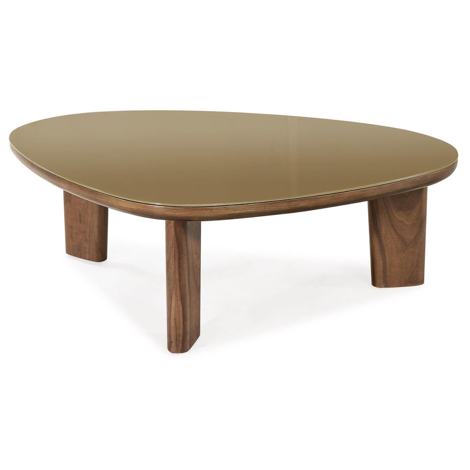 TOV Furniture Oani Walnut and Glass Triangular Coffee Table