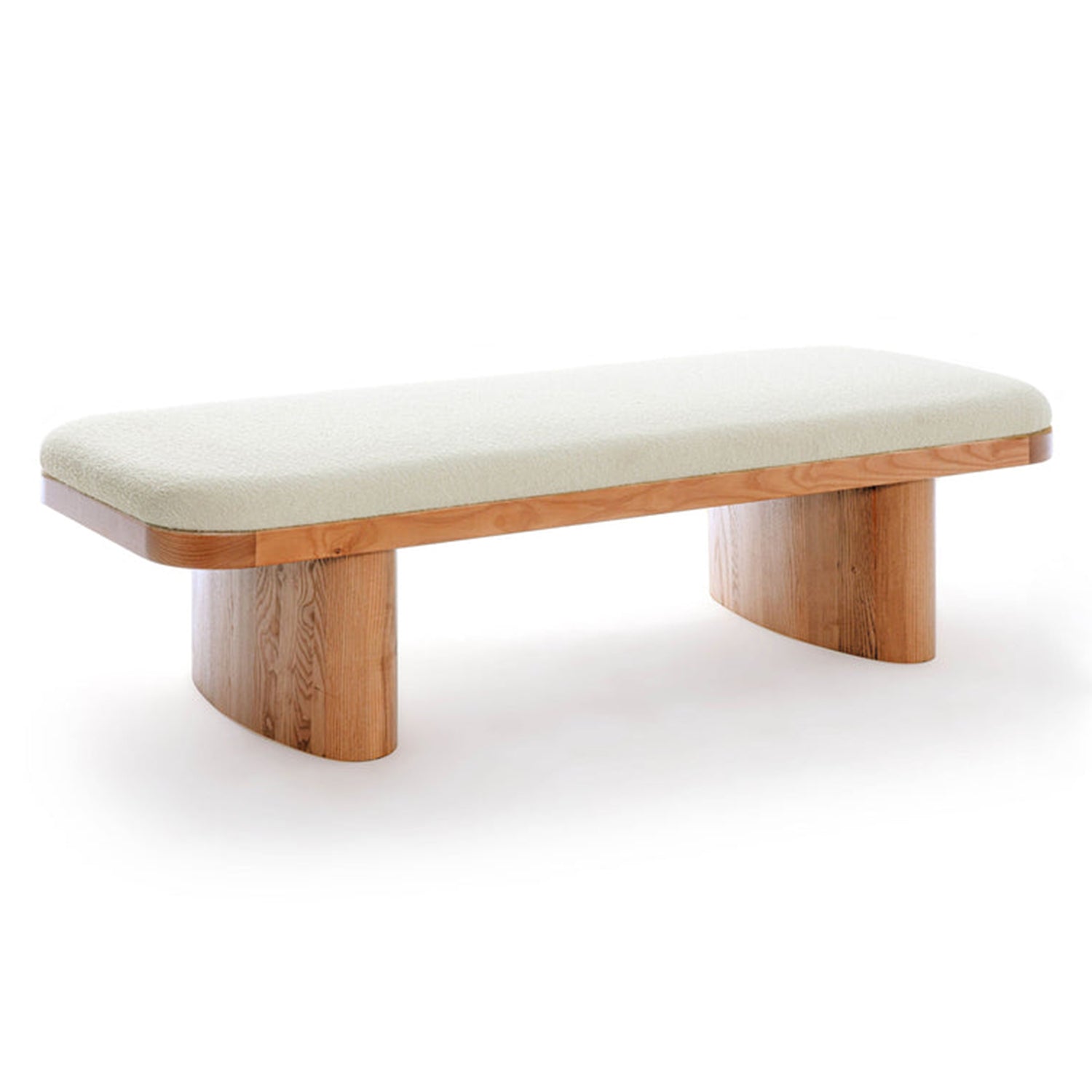TOV Furniture Ollie white performance boucle large bench, front view