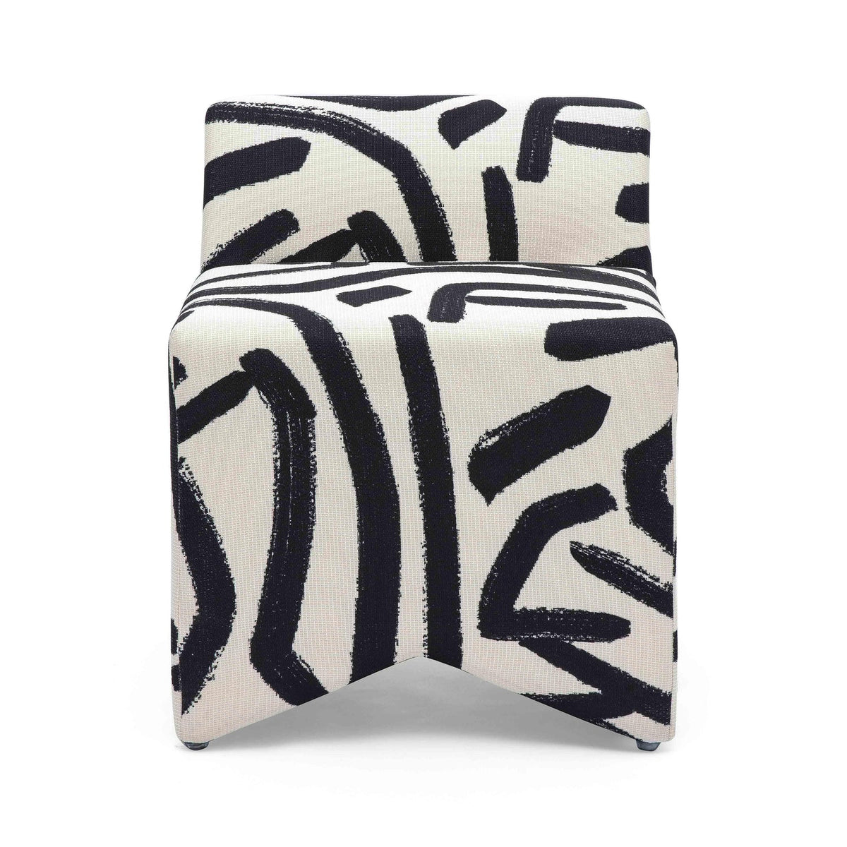 TOV Furniture Pippa Black Brushstroke Print Contract Grade Accent Stool