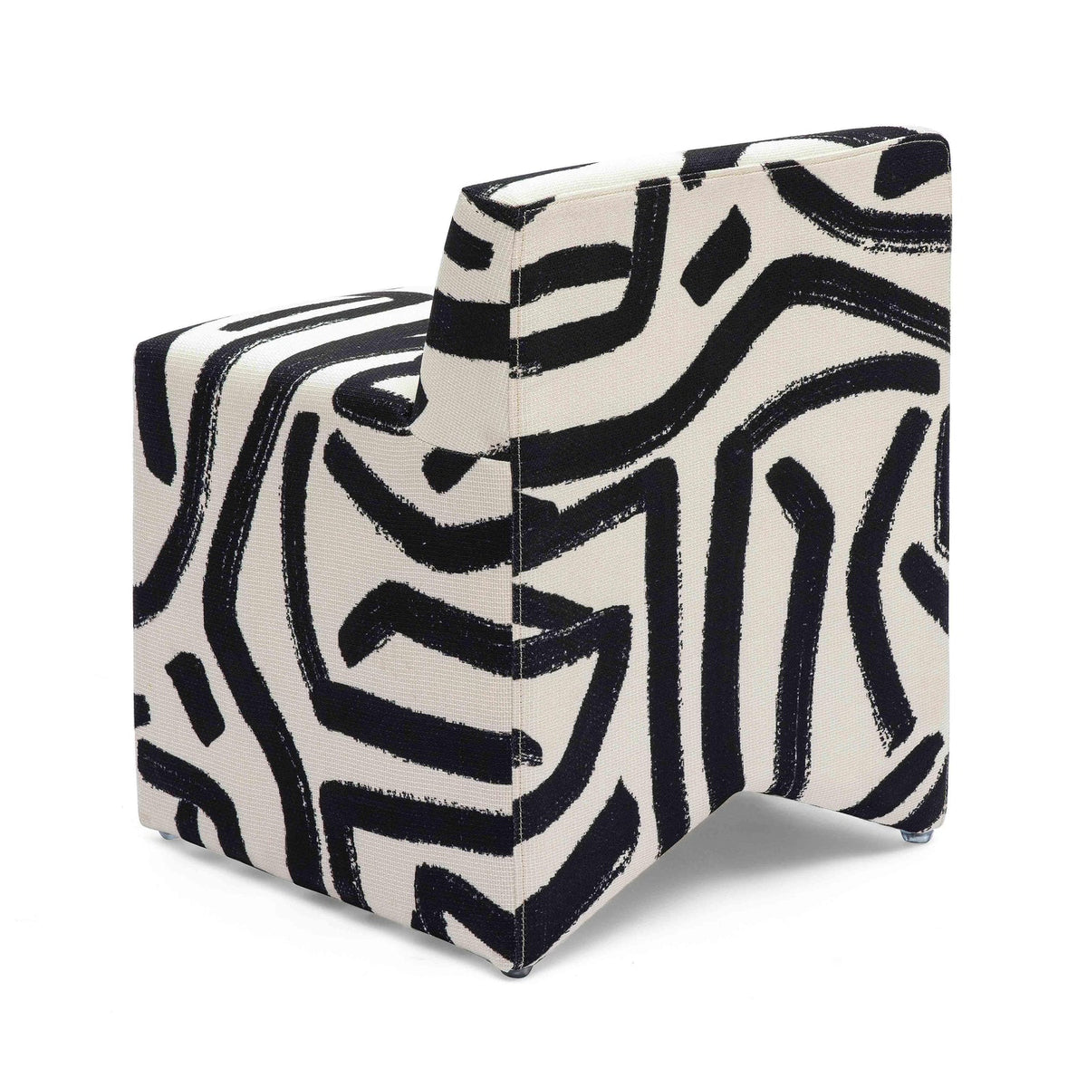 TOV Furniture Pippa Black Brushstroke Print Contract Grade Accent Stool
