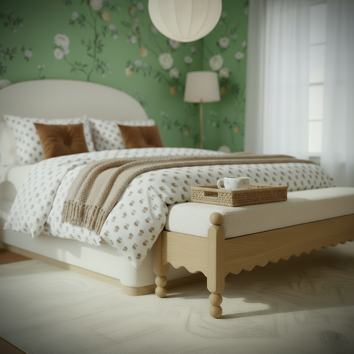 TOV Furniture Thelma Cream Performance Basketweave Bench