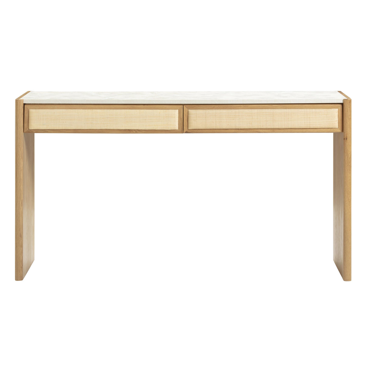 TOV Furniture Paige 56" Natural Oak 2-Drawer Console Desk in solid white oak, primary product view