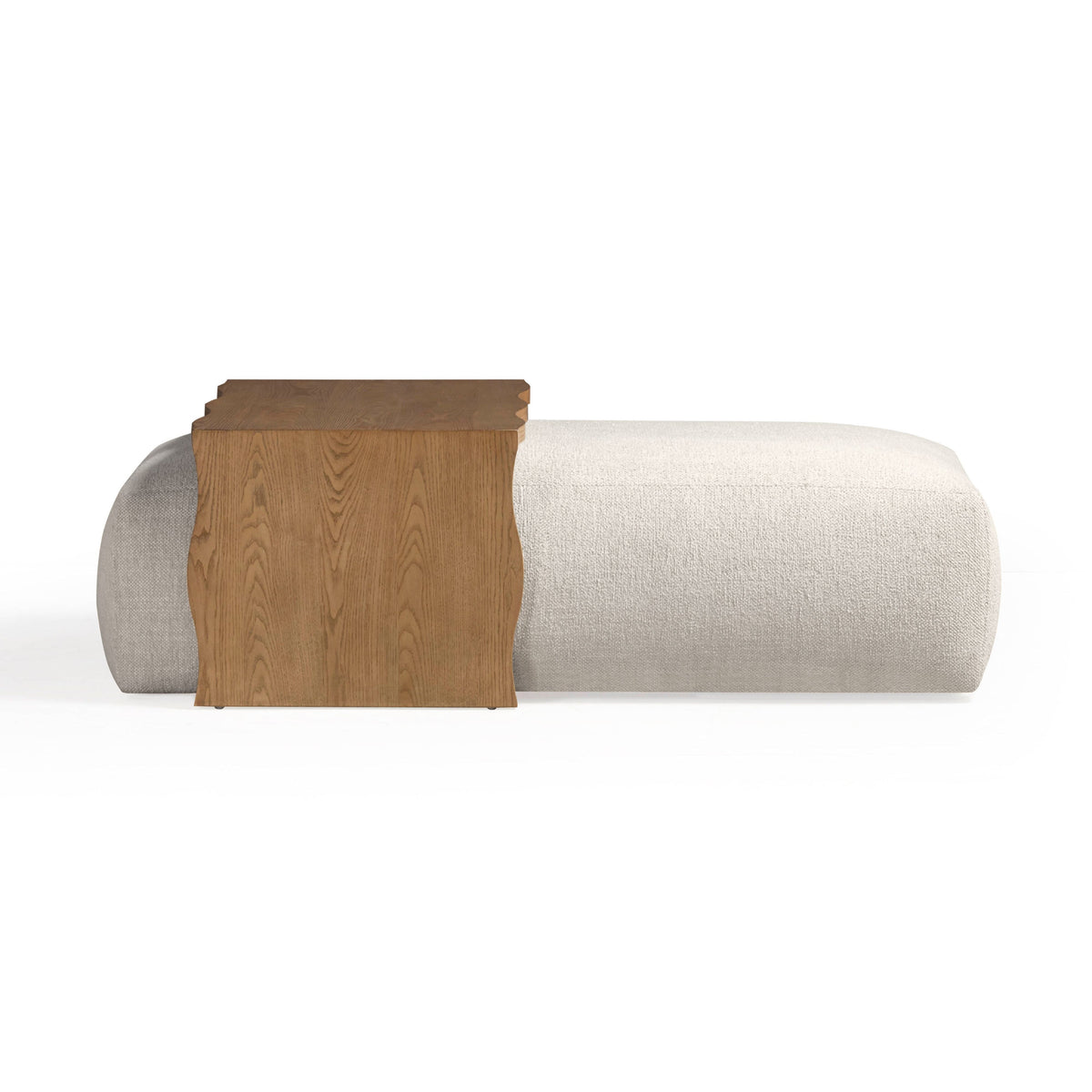 TOV Furniture Spencer Cream Performance Basketweave Ottoman with Bridge Table