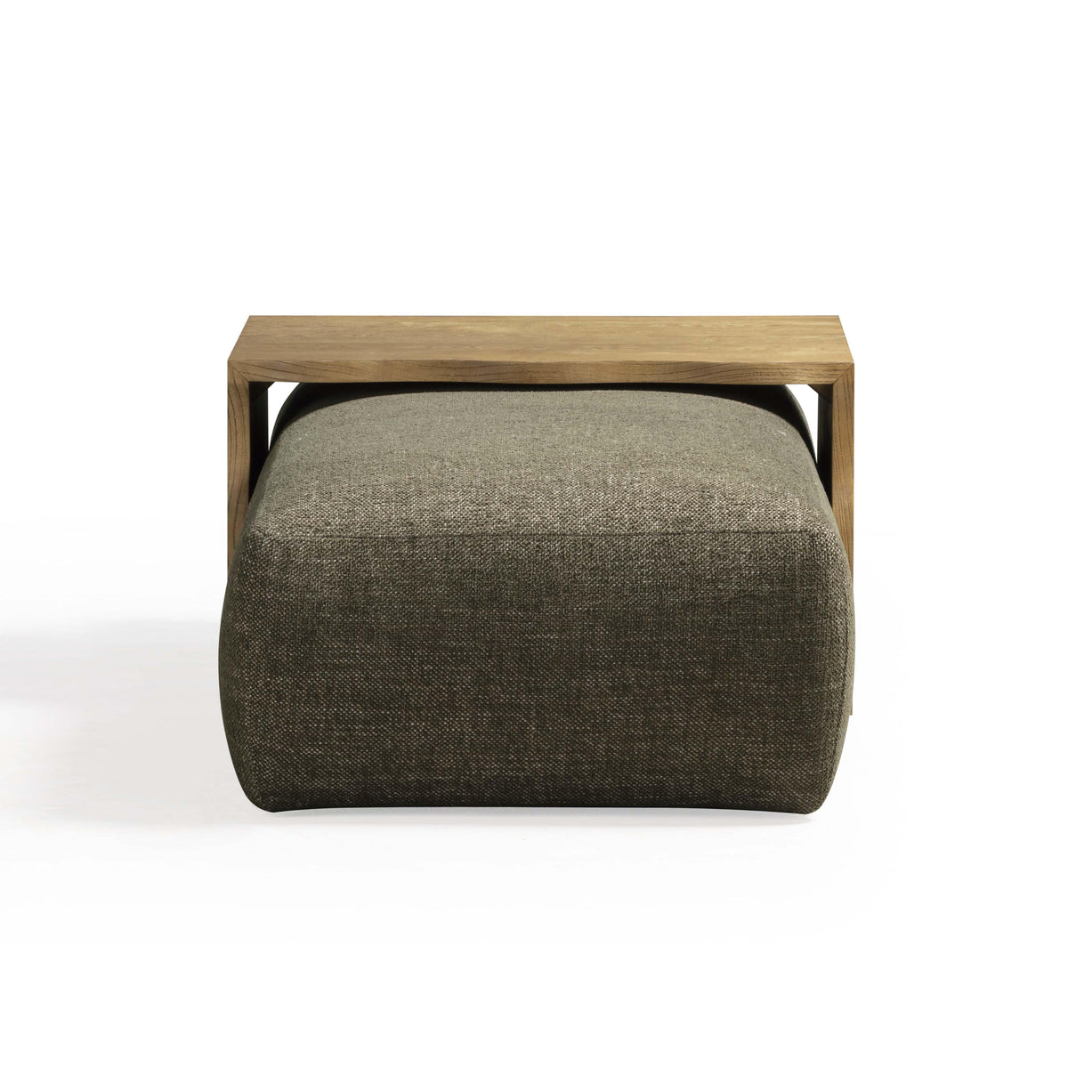 TOV Furniture Spencer Green Performance Basketweave Ottoman with Bridge Table