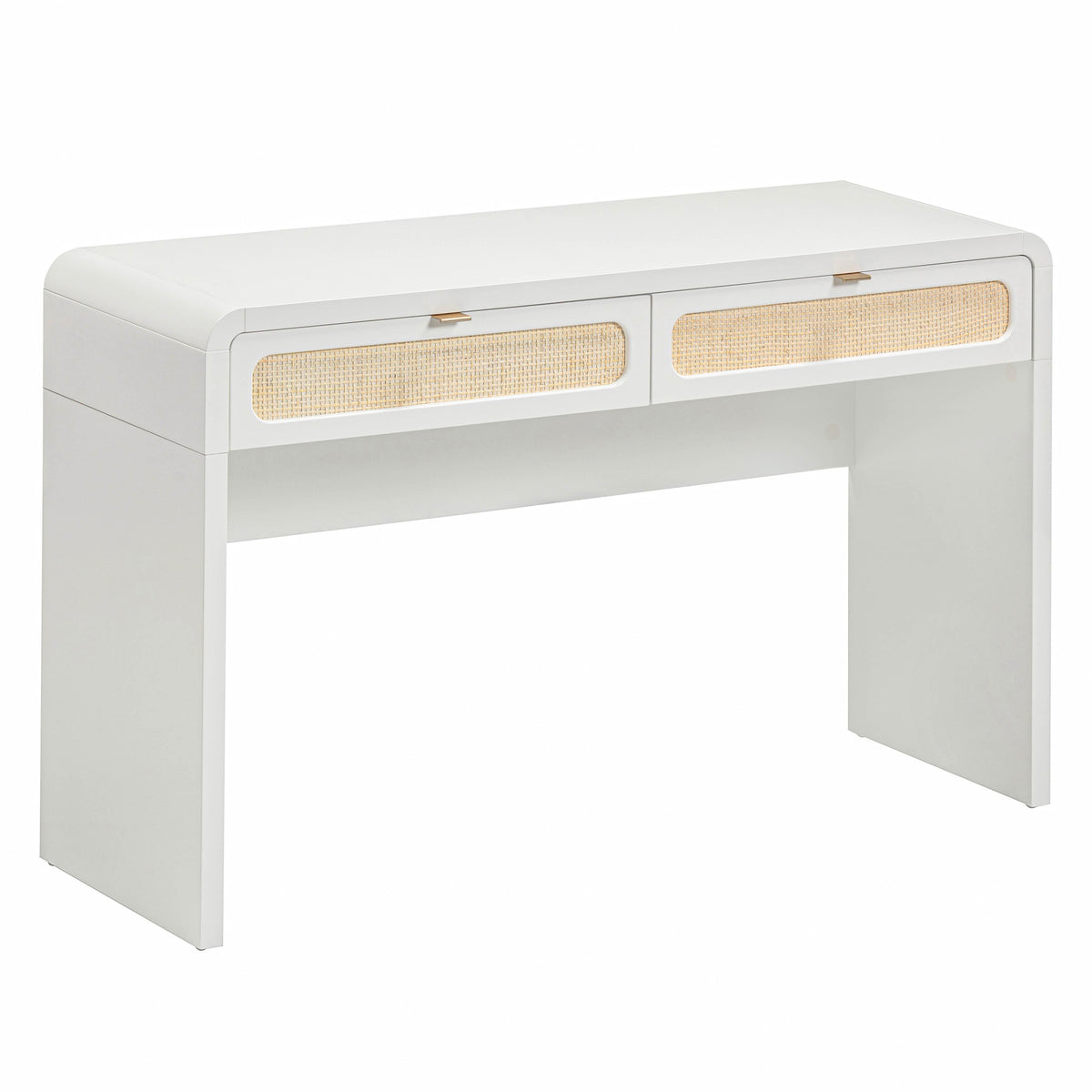 TOV Furniture Patty 48" Rattan 2-Drawer Console Desk in white rattan, primary product view