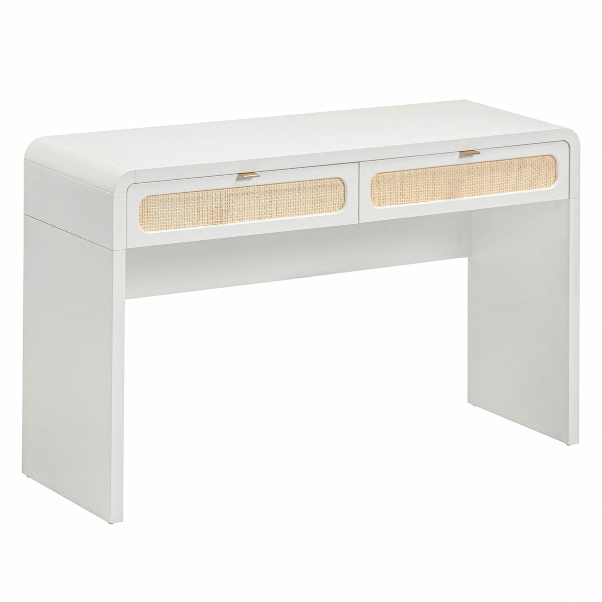 TOV Furniture Patty 48" Rattan 2-Drawer Console Desk in white rattan, primary product view