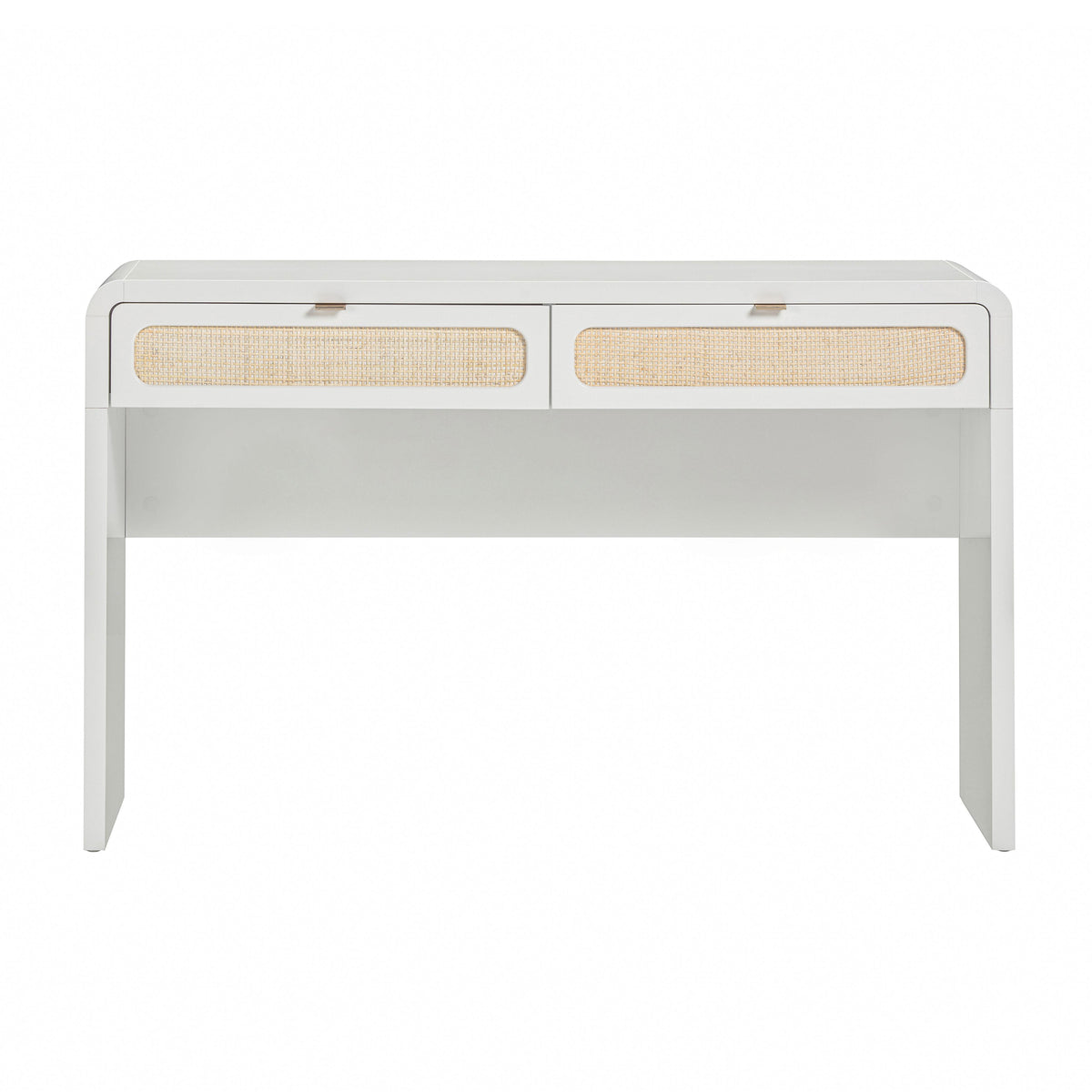 TOV Furniture Patty White Rattan 2-Drawer Console Desk