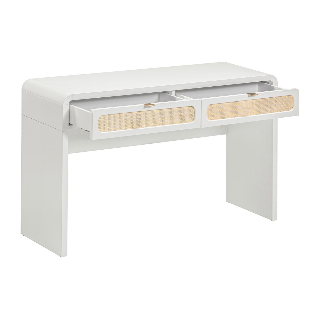 TOV Furniture Patty White Rattan 2-Drawer Console Desk