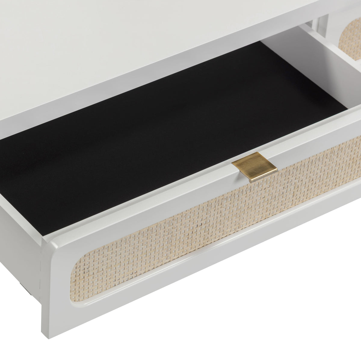 TOV Furniture Patty White Rattan 2-Drawer Console Desk