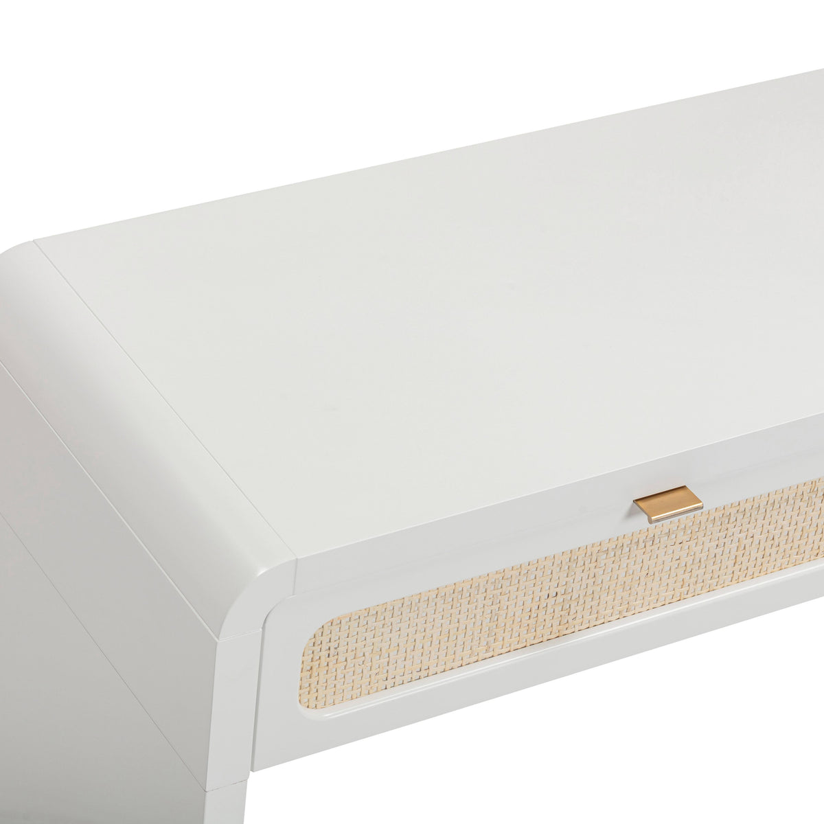 TOV Furniture Patty White Rattan 2-Drawer Console Desk