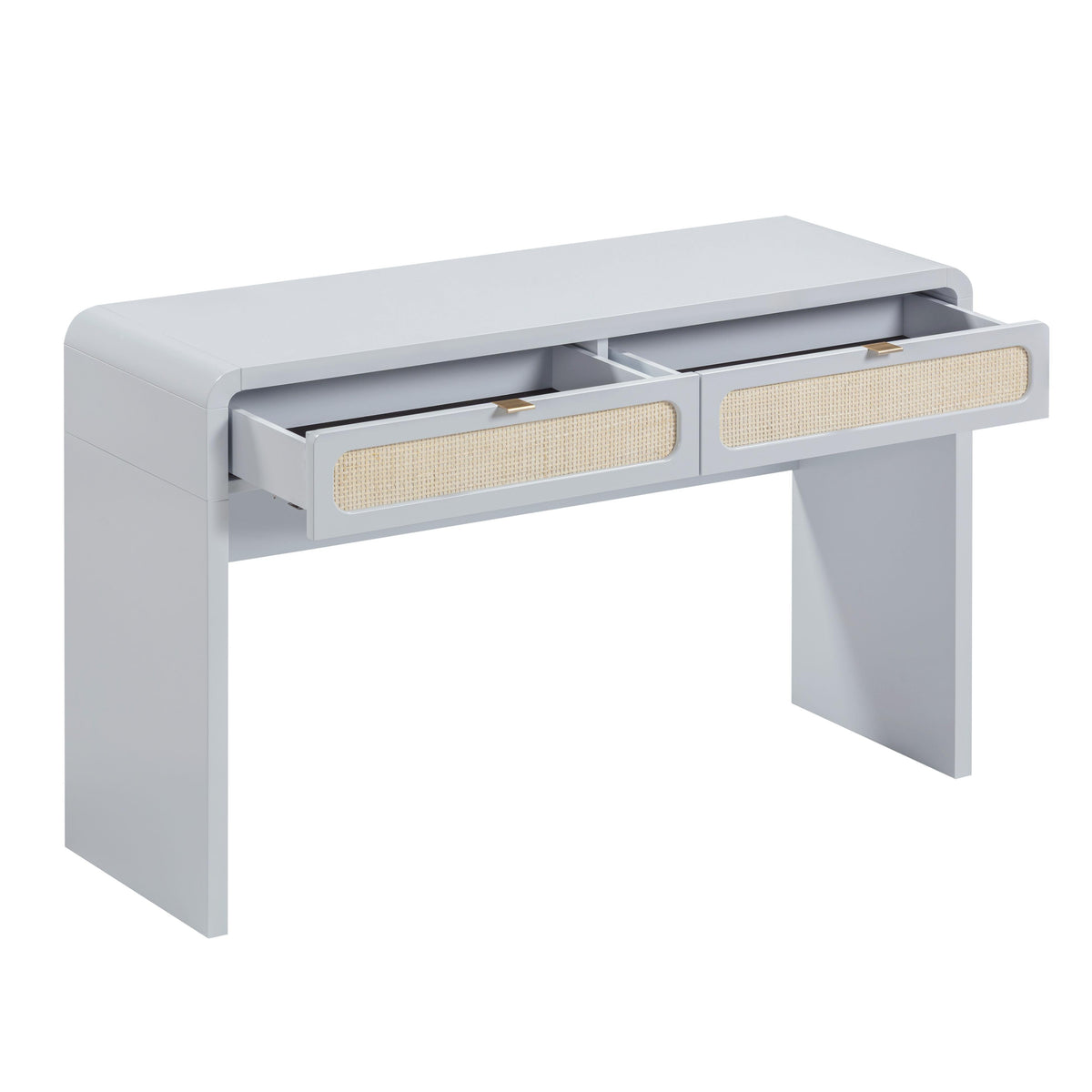 TOV Furniture Patty Blue Rattan 2-Drawer Console Desk