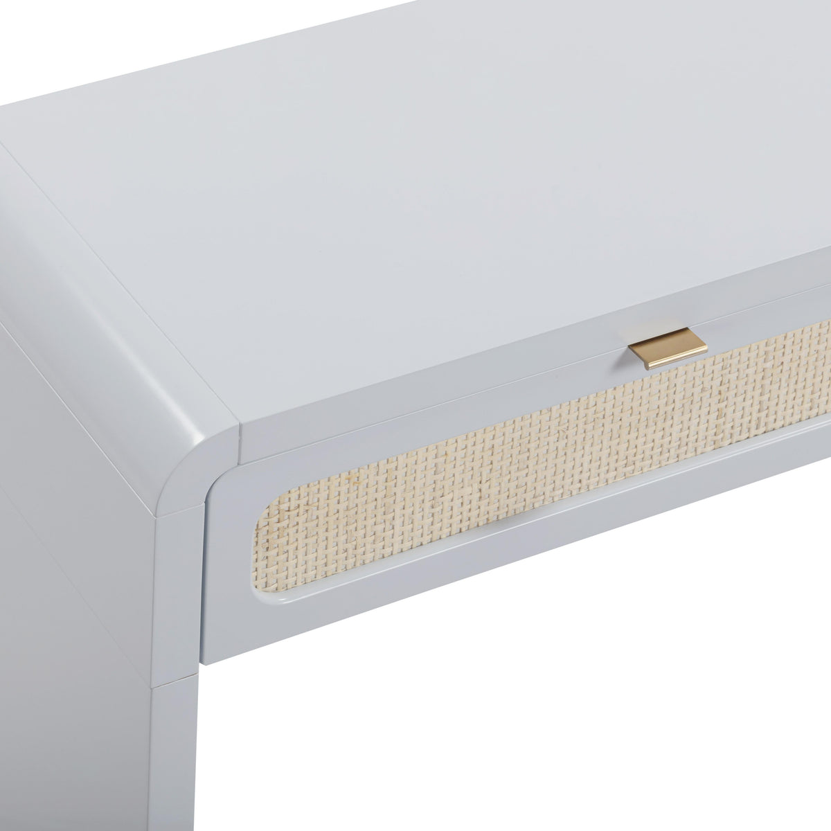 TOV Furniture Patty Blue Rattan 2-Drawer Console Desk