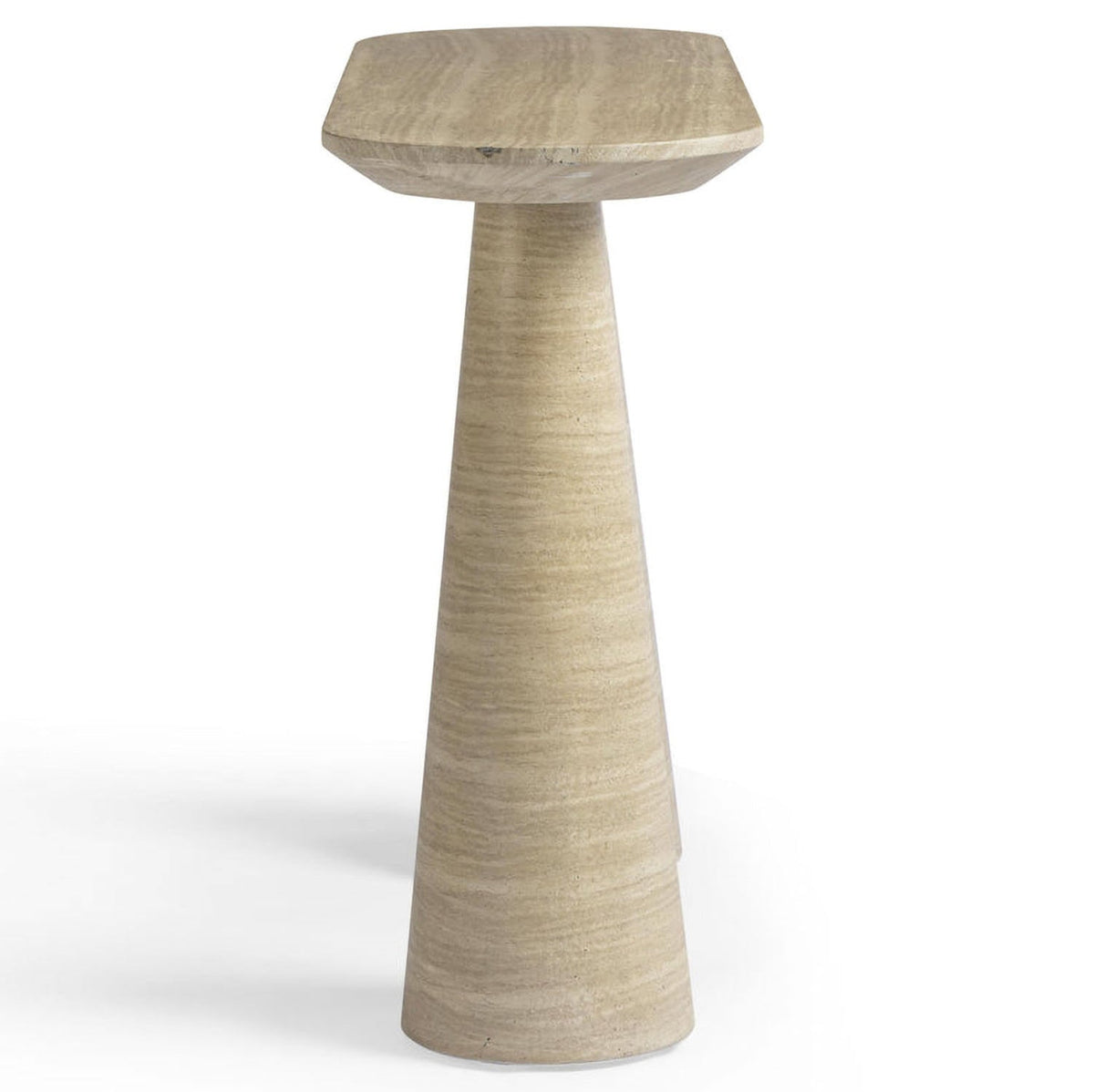 TOV Furniture Sandra Faux Travertine Indoor/Outdoor Console Table travertine finish close-up