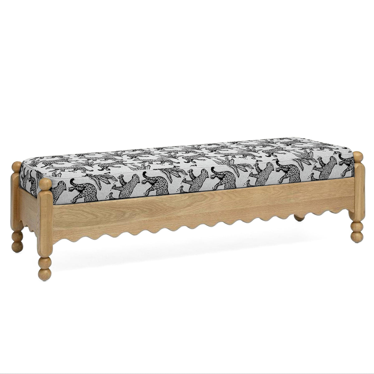 TOV Furniture Thelma Cream Leopard Performance Jacquard Bench