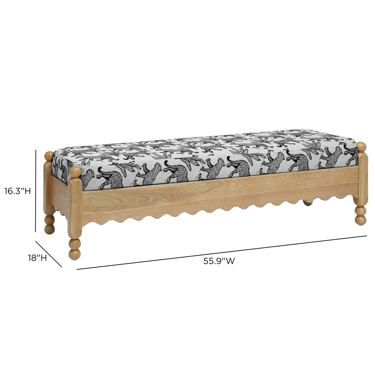 TOV Furniture Thelma Cream Leopard Performance Jacquard Bench
