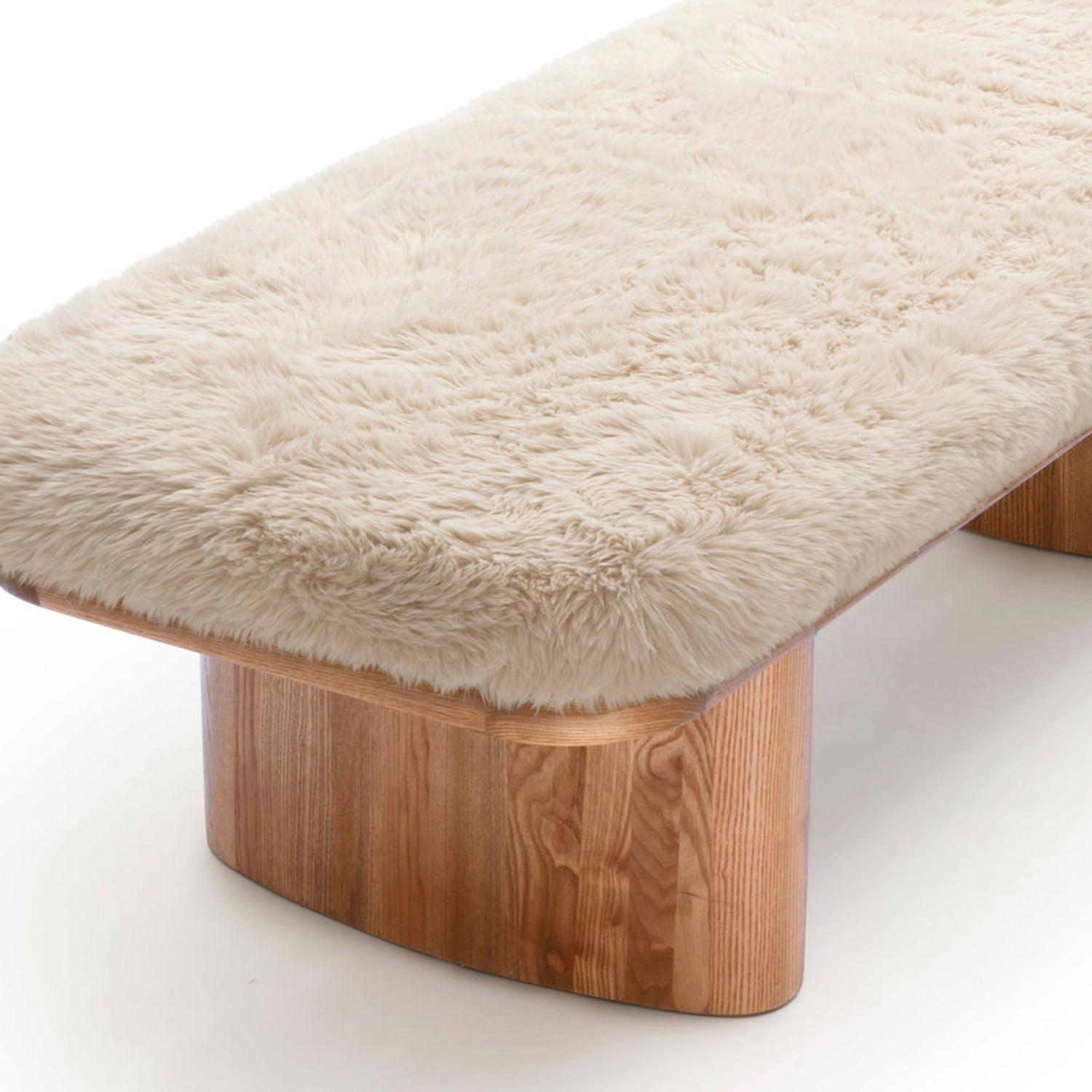TOV Furniture Ollie vegan shearling straight bench, shown to scale in a room (2)