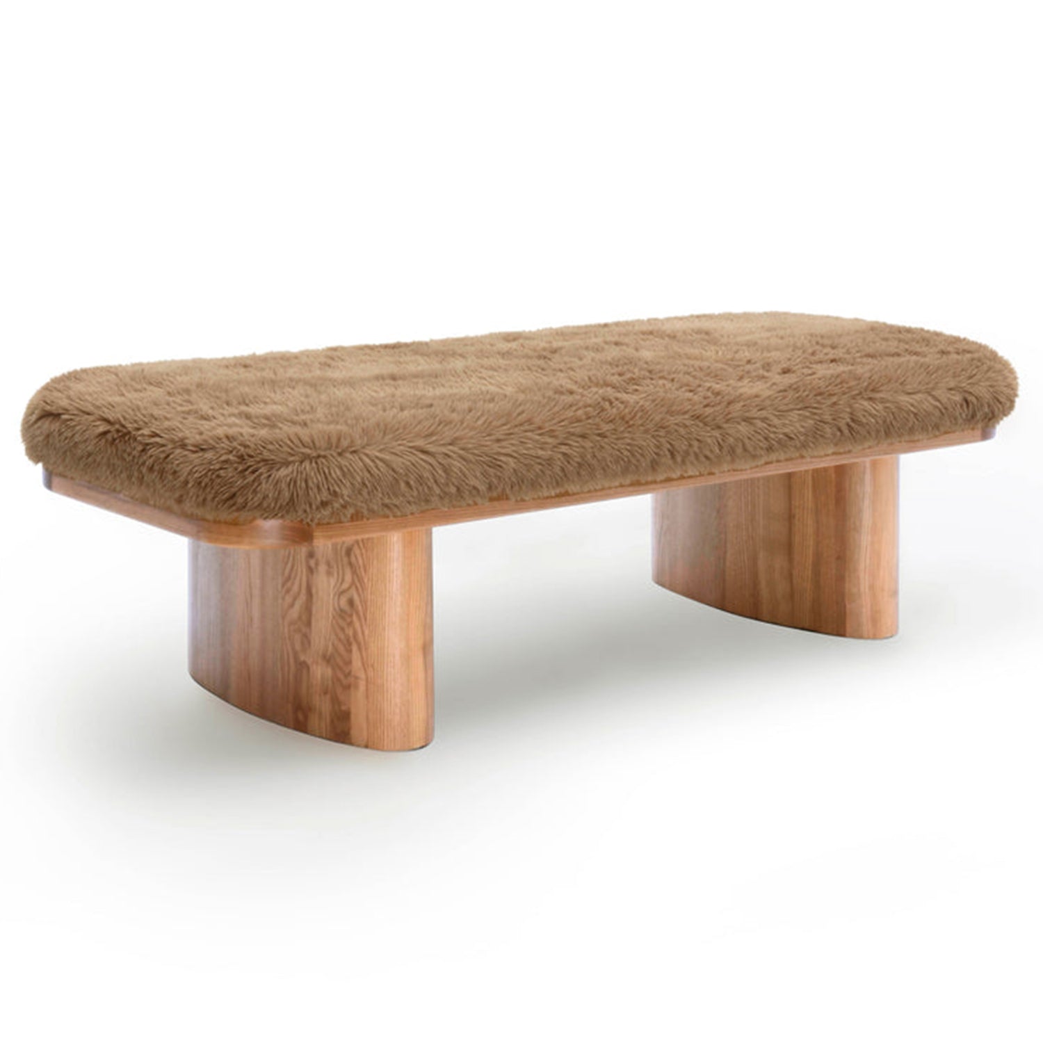 TOV Furniture Ollie vegan shearling straight bench, front view (3)