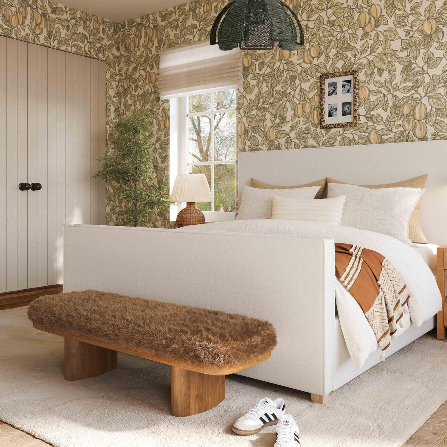 TOV Furniture Ollie Straight Vegan Shearling Bench