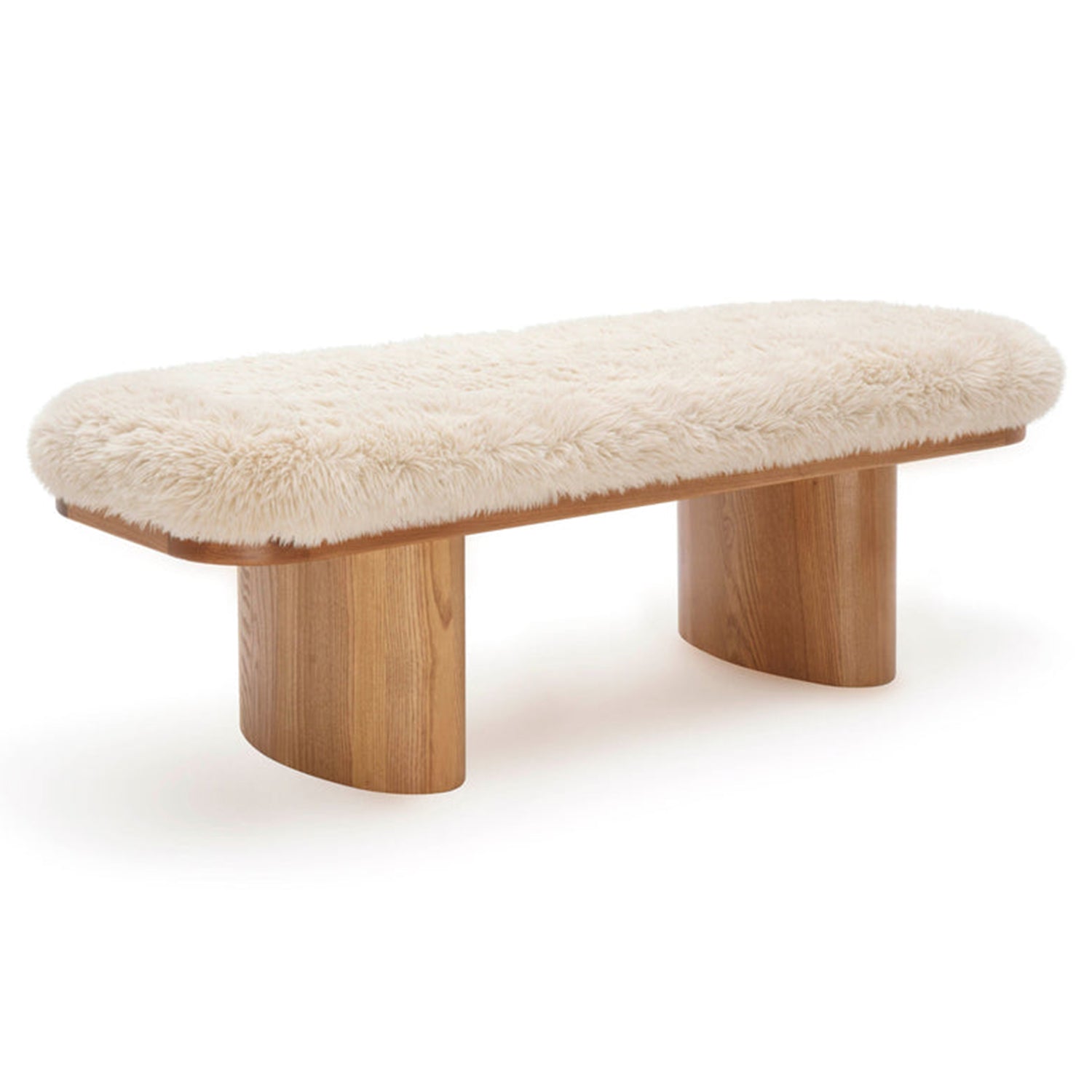TOV Furniture Ollie vegan shearling straight bench, front view