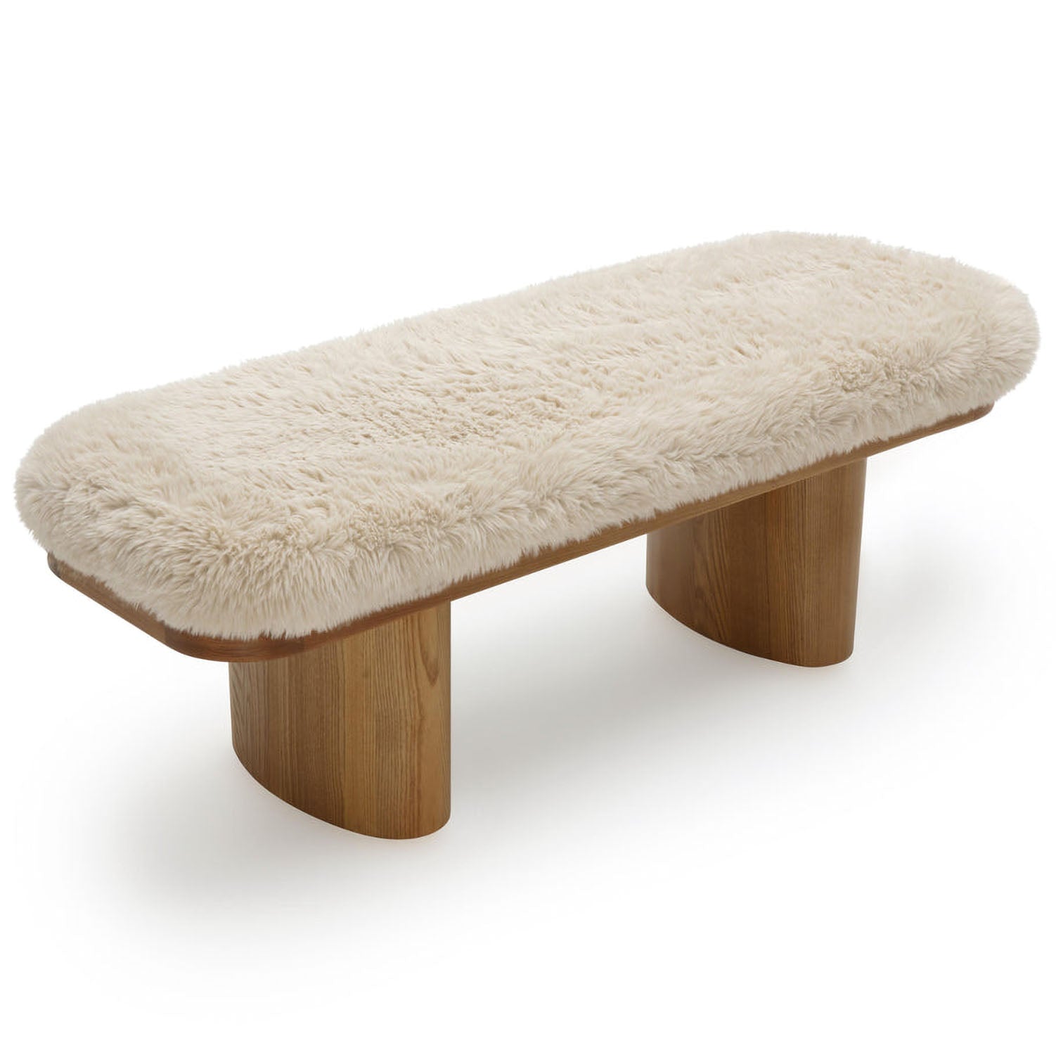 TOV Furniture Ollie Straight Vegan Shearling Bench