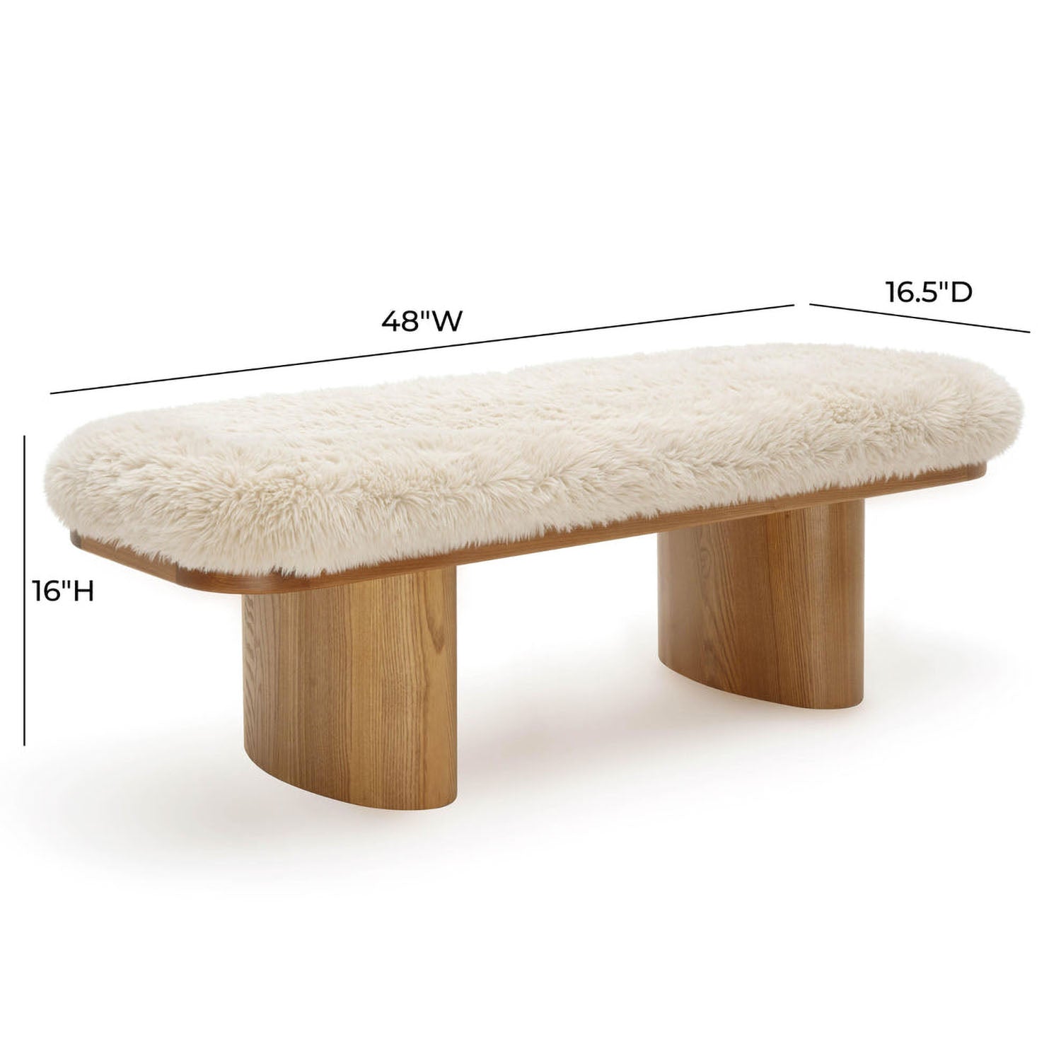 TOV Furniture Ollie Straight Vegan Shearling Bench