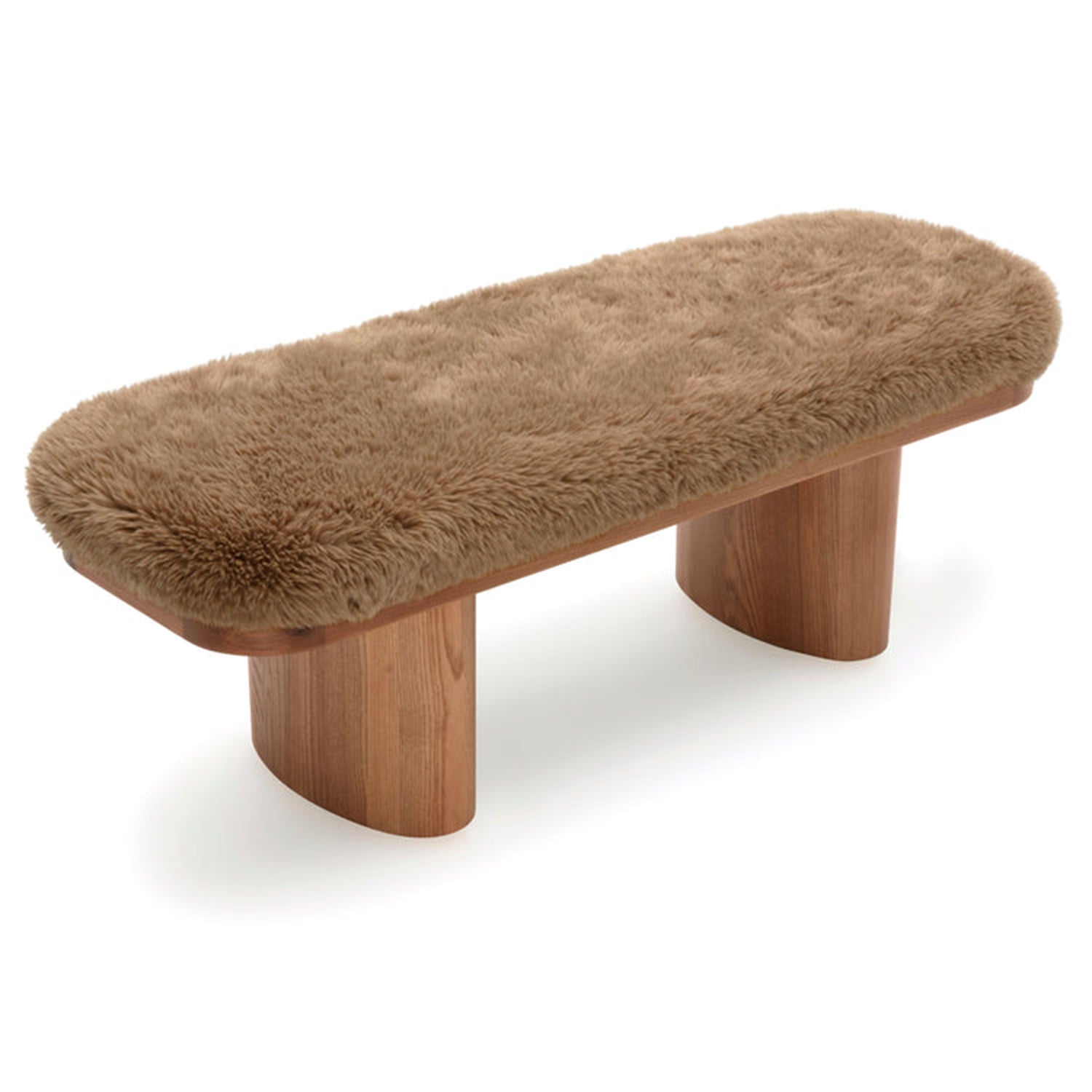TOV Furniture Ollie vegan shearling straight bench, three-quarter angle (2)