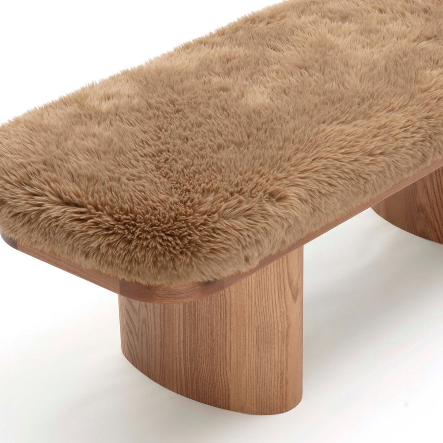 TOV Furniture Ollie vegan shearling straight bench, front view (2)