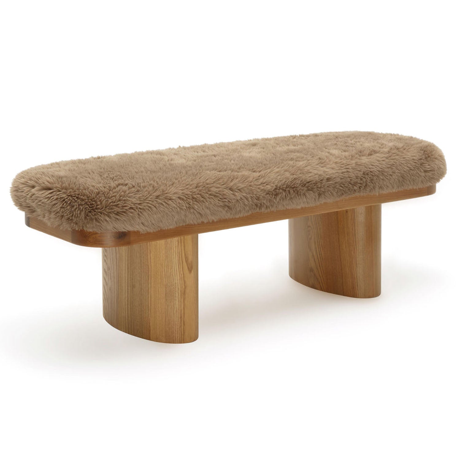 TOV Furniture Ollie Straight Vegan Shearling Bench