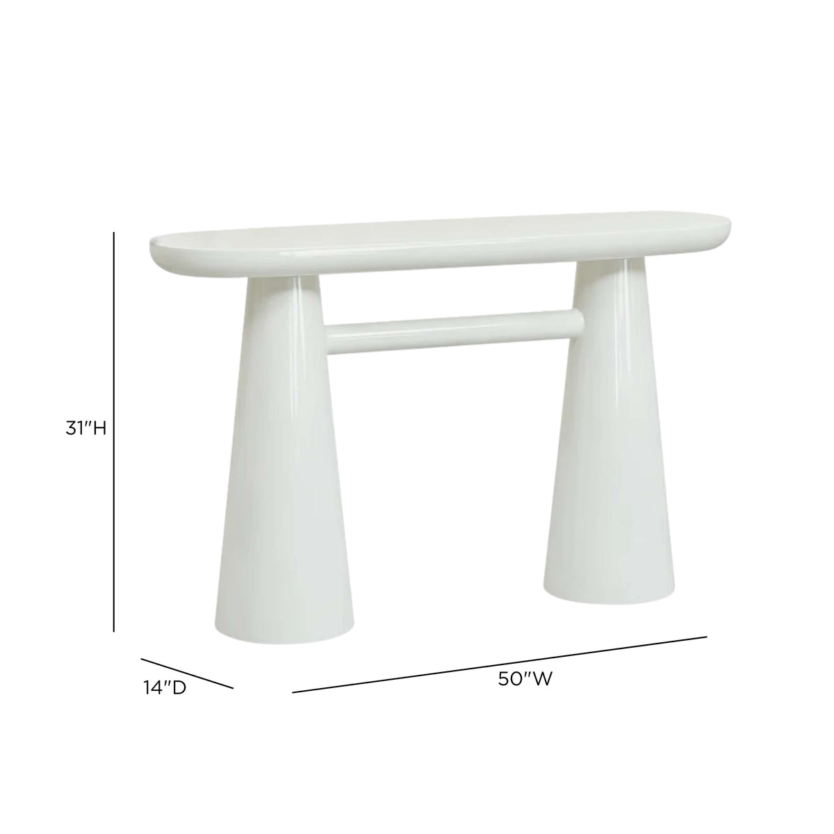 TOV Furniture Baila Cream Glossy Lacquer Console Table