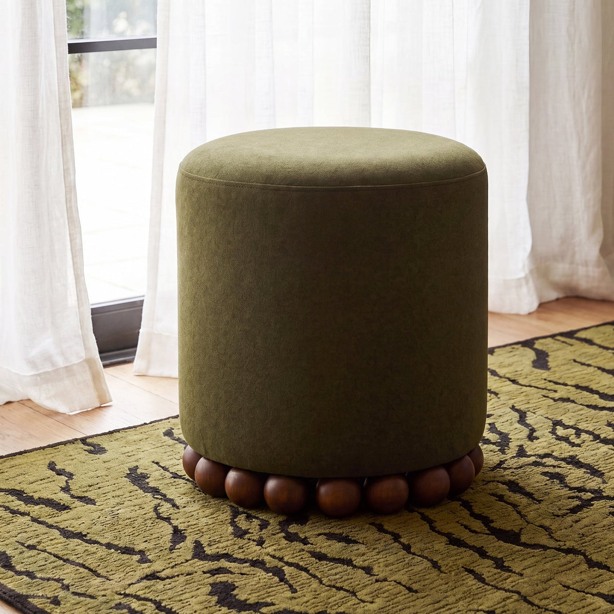 TOV Furniture Dex Olive Green Ottoman