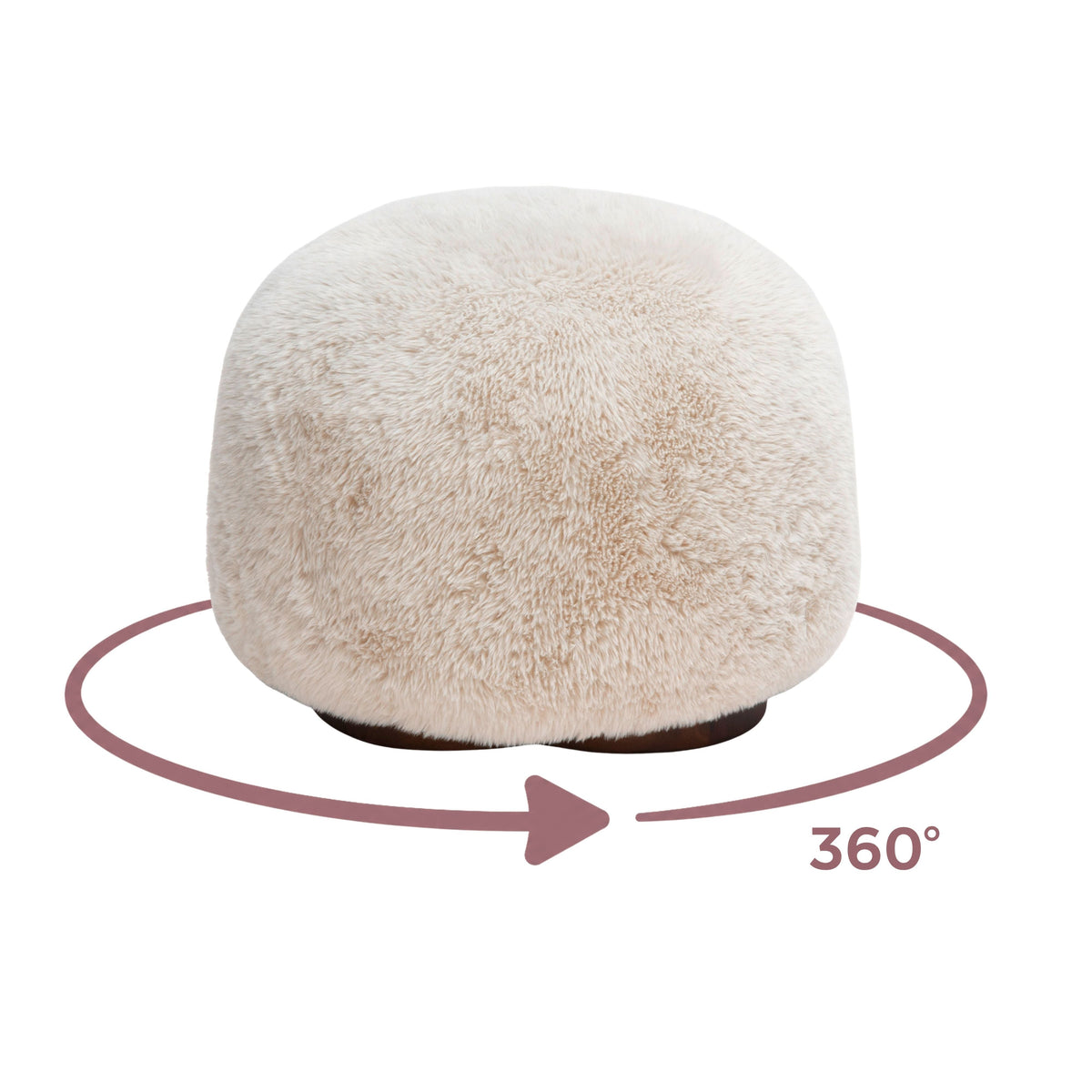 TOV Furniture Oopa Off White Faux Shearling Swivel Ottoman
