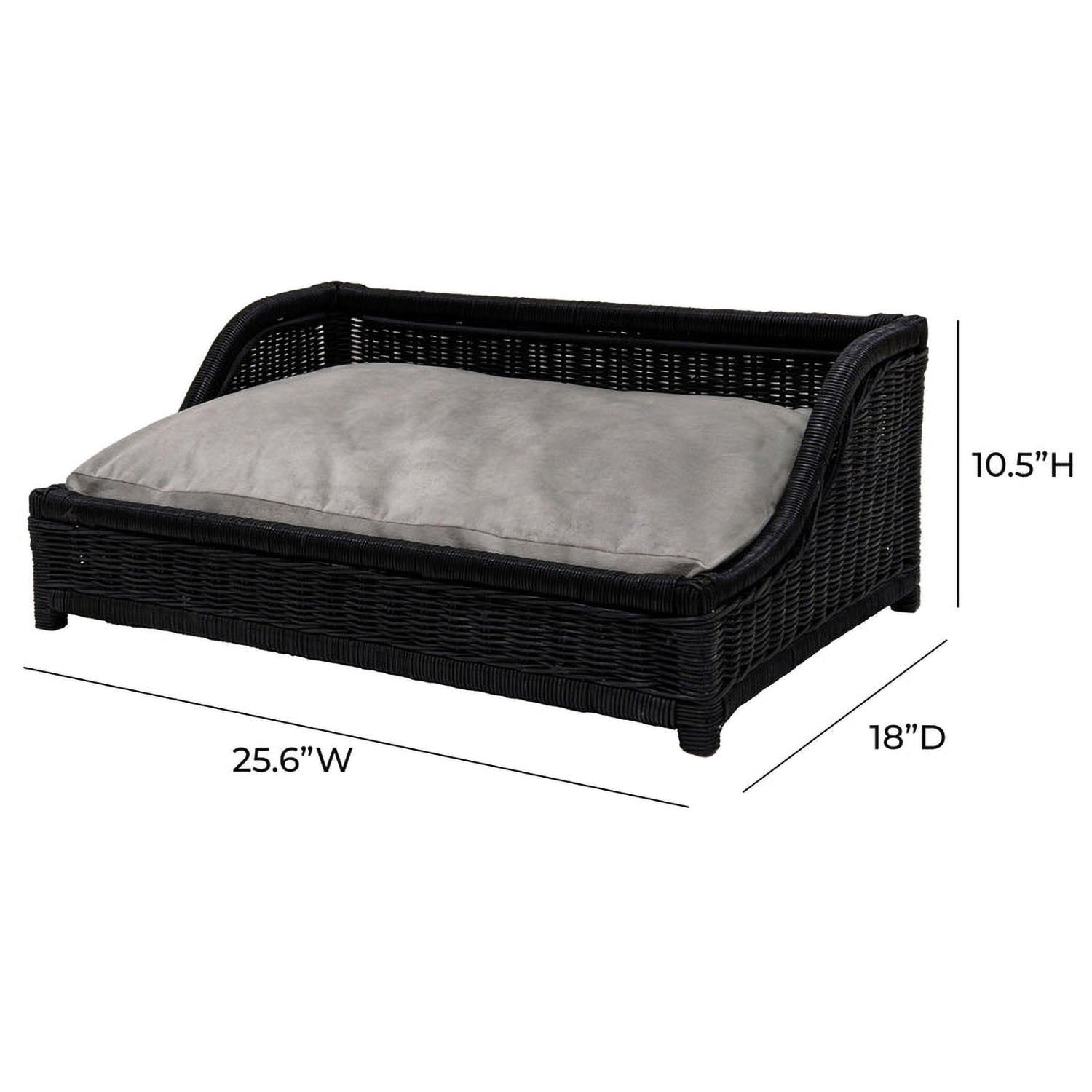 TOV Furniture Poppy Black Rattan Small Pet Bed