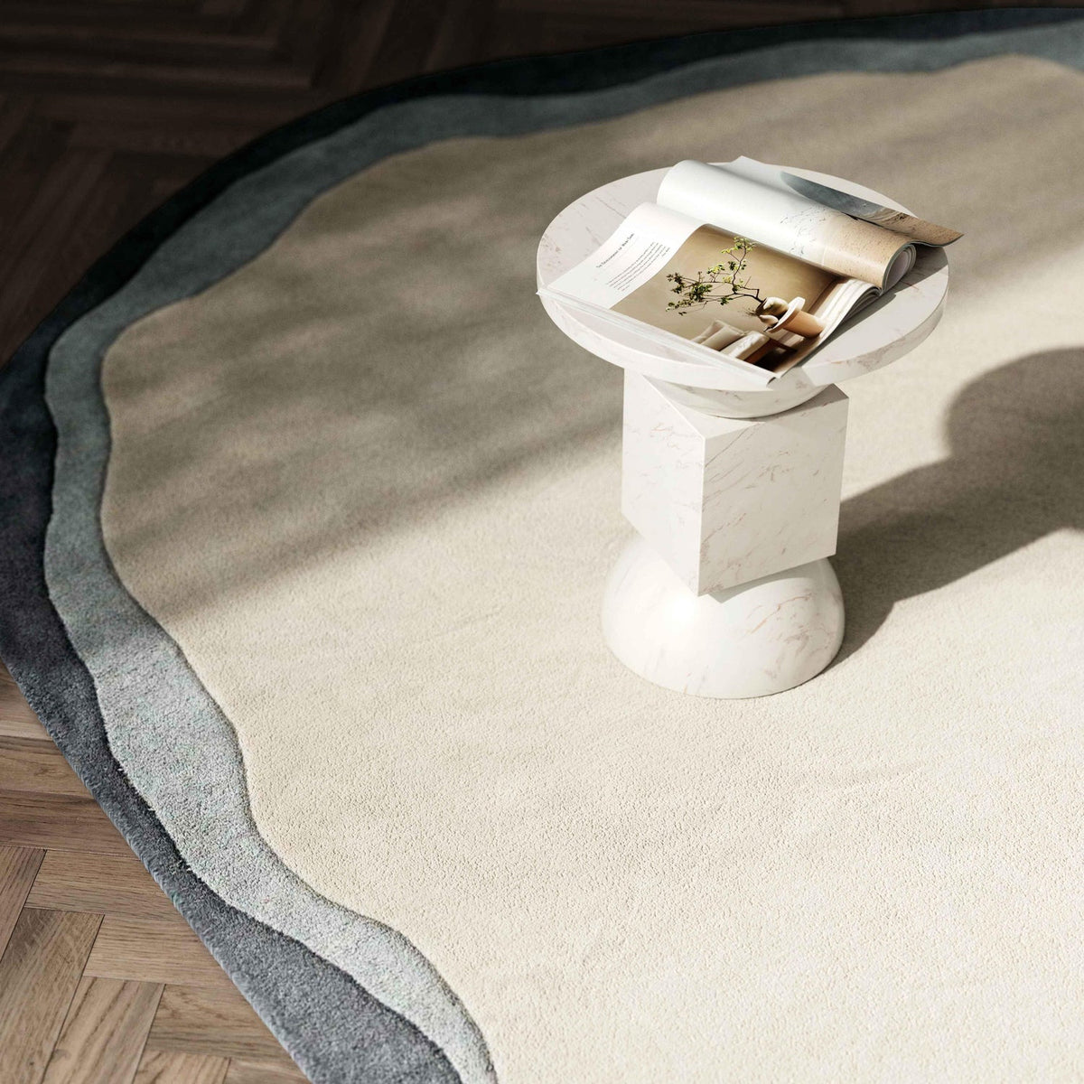 TOV Furniture Tarba Gray Organic Floor Rug