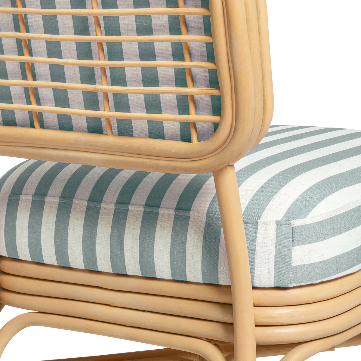 TOV Furniture Dorine Mint Striped Performance Linen Rattan Accent Chair