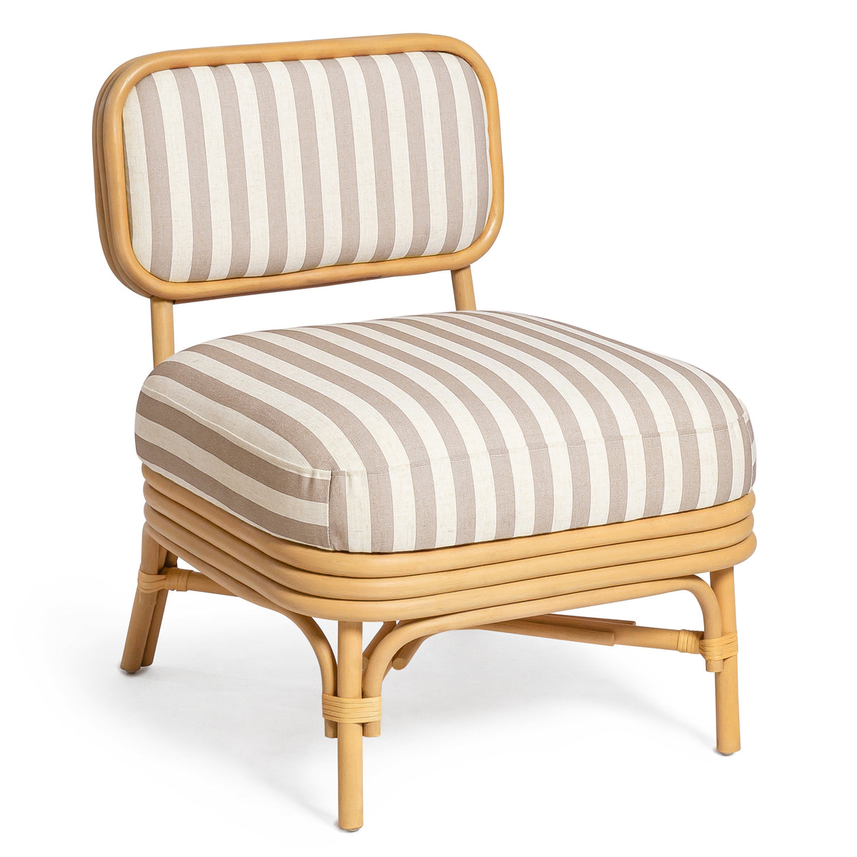 TOV Furniture Dorine Khaki Striped Performance Linen Rattan Accent Chair in khaki striped rattan, primary product view