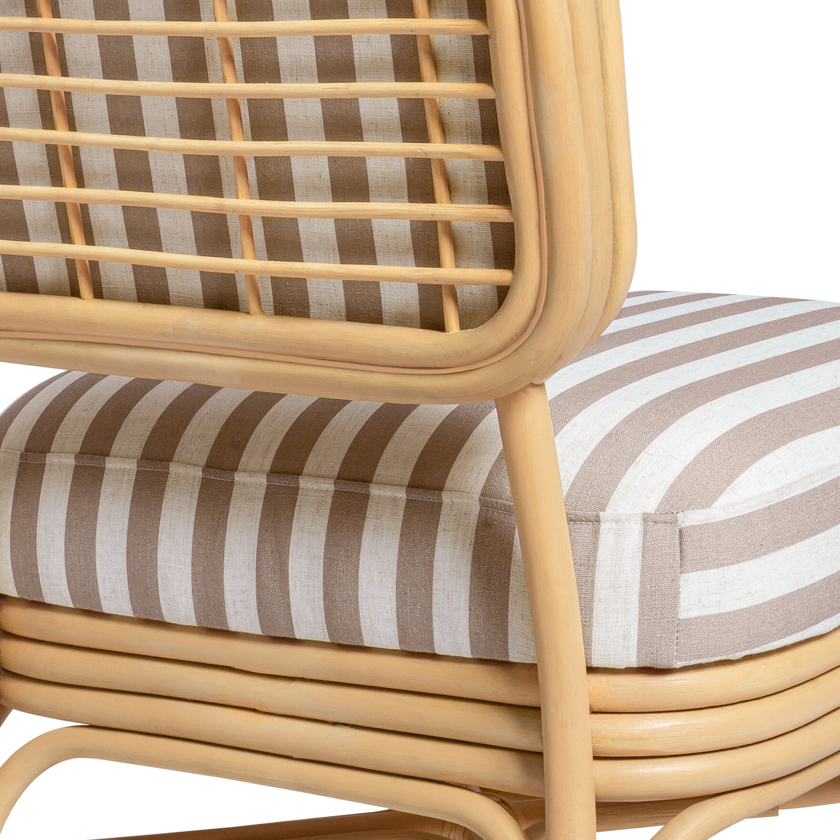 TOV Furniture Dorine Khaki Striped Performance Linen Rattan Accent Chair