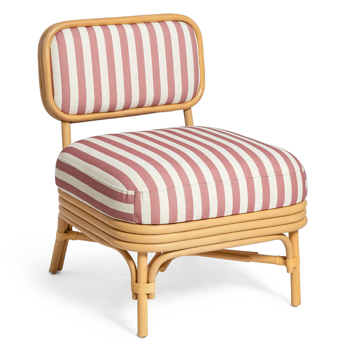 TOV Furniture Dorine Cherry Striped Performance Linen Rattan Accent Chair in cherry striped rattan, primary product view