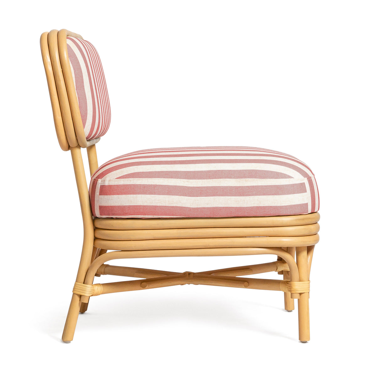 TOV Furniture Dorine Cherry Striped Performance Linen Rattan Accent Chair