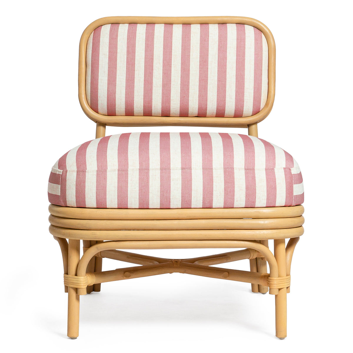 TOV Furniture Dorine Cherry Striped Performance Linen Rattan Accent Chair