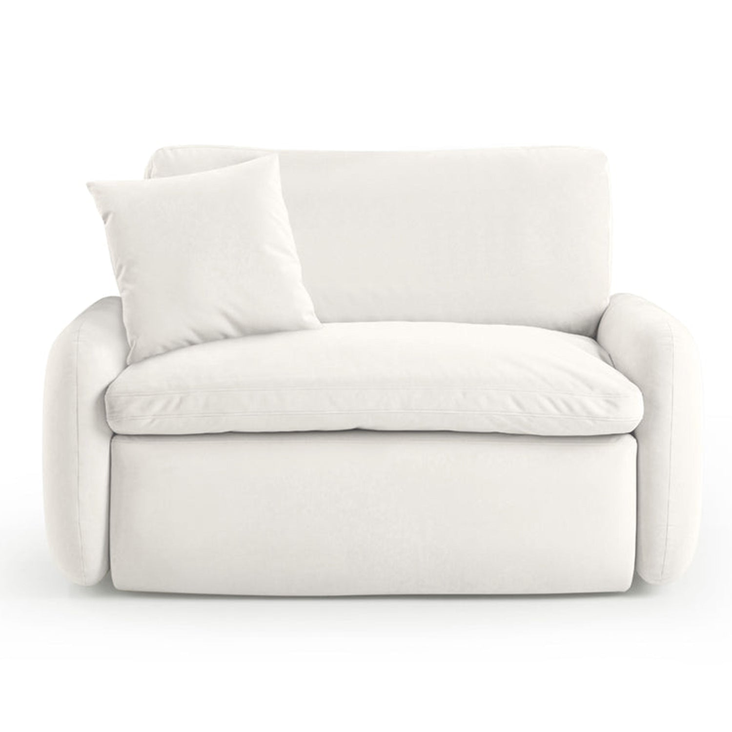 Rachelle boucle and velvet lounge chair, frame and stitching detail