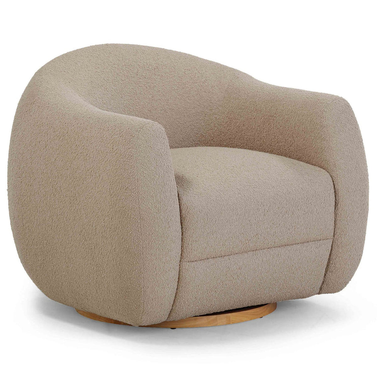 TOV Furniture Judy Boucle Swivel Chair honey boucle, three-quarter angle