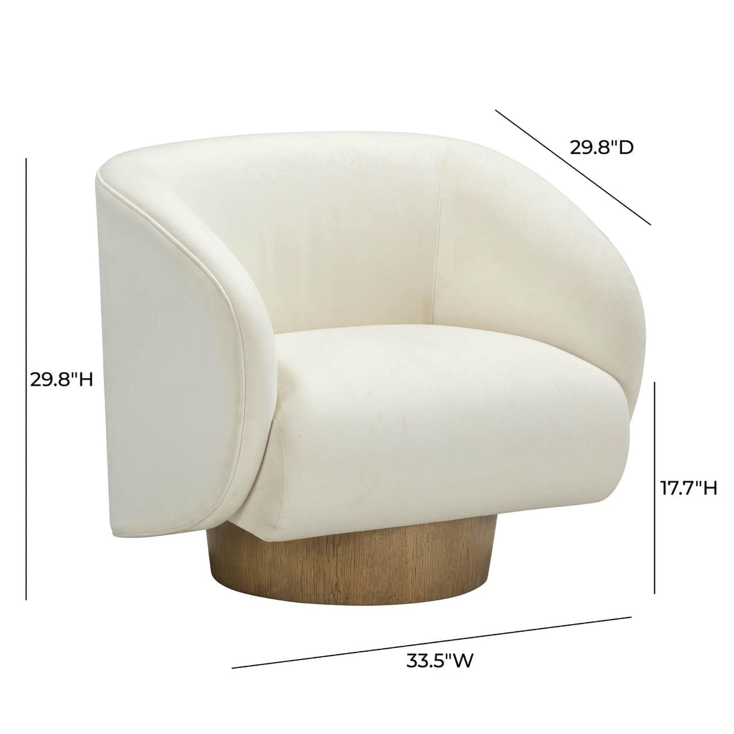 TOV Furniture Presley Cream Velvet Swivel Accent Chair