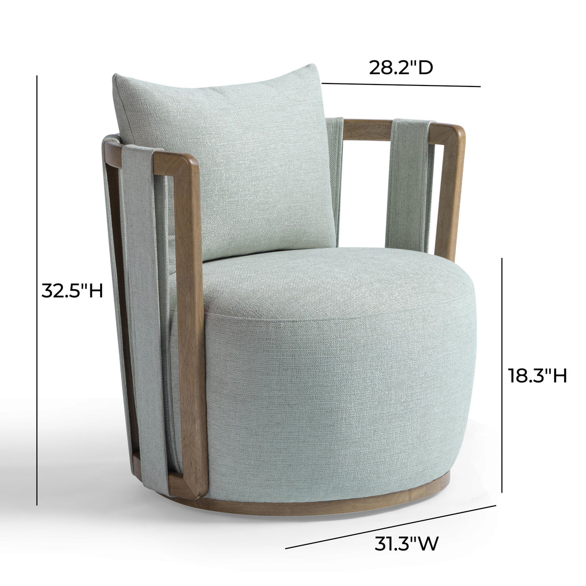 TOV Furniture Paolo Mint Textured Weave Swivel Accent Chair