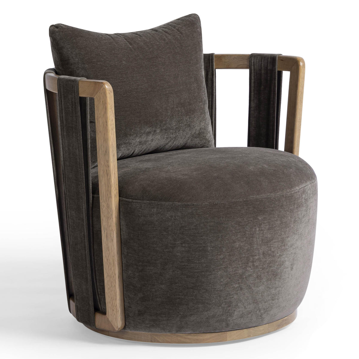 TOV Furniture Paolo Upcycled Swivel Accent Chair in storm grey upcycled fabric, primary product view