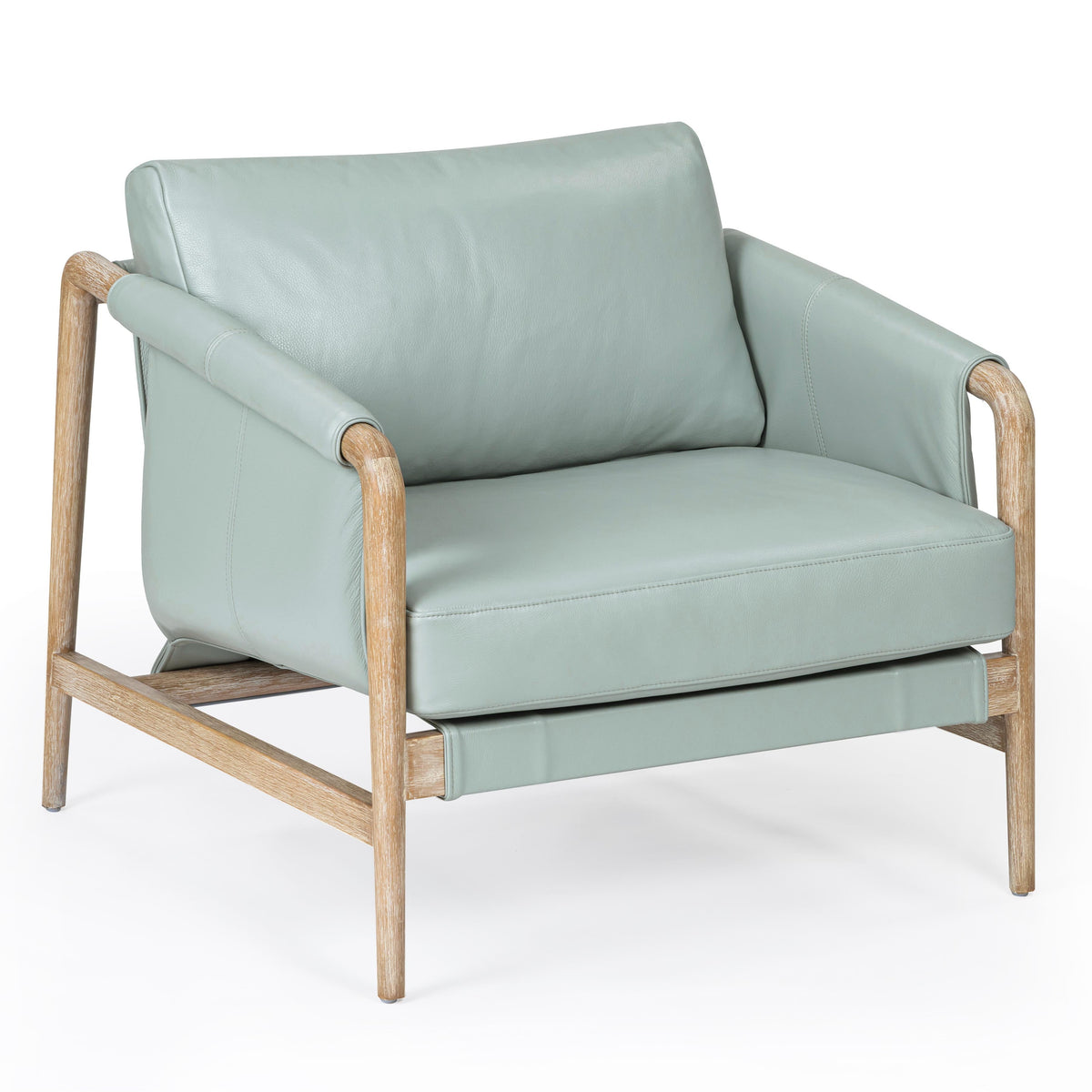 TOV Furniture Chakka Genuine Leather Accent Chair in blue top-grain leather, primary product view