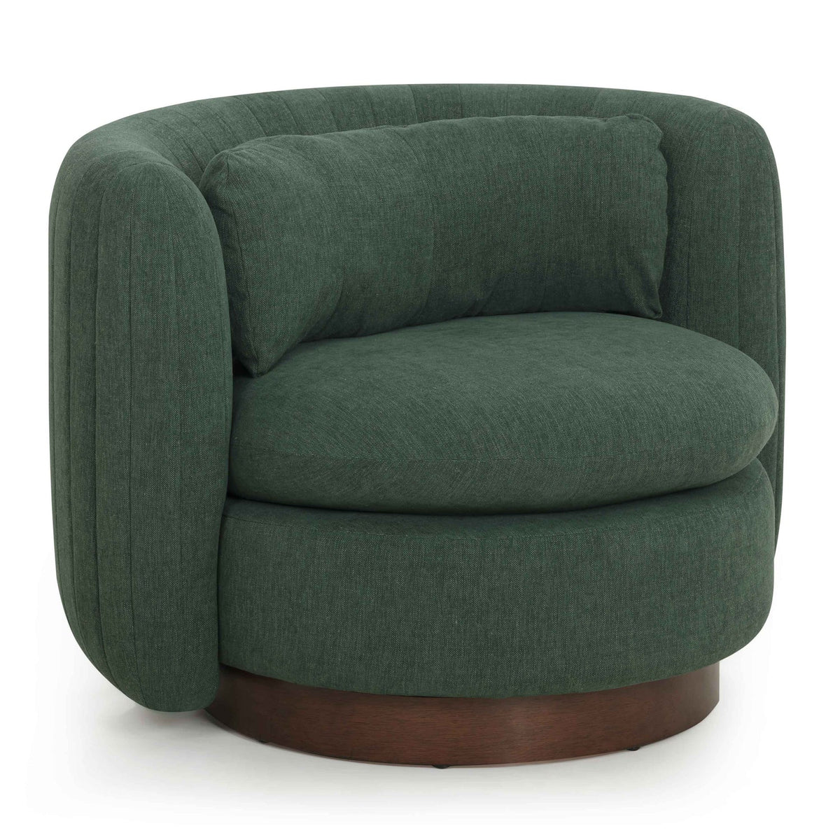 TOV Furniture Nura Green Chenille Swivel Chair in forest green chenille, primary product view