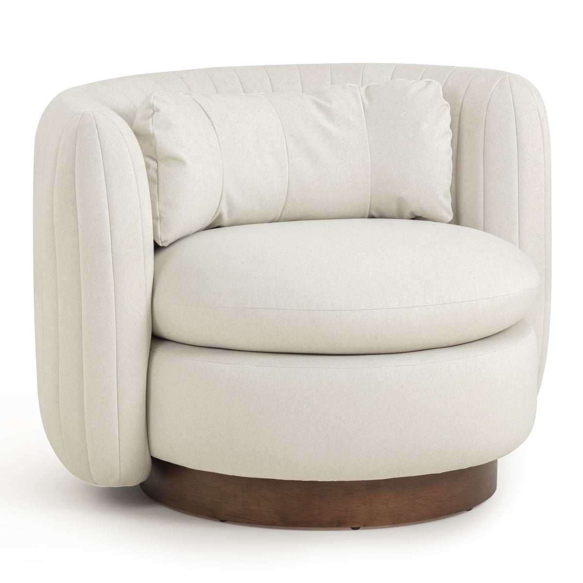 TOV Furniture Nura Cream Performance Vegan Mohair Swivel Chair in cream faux mohair, primary product view